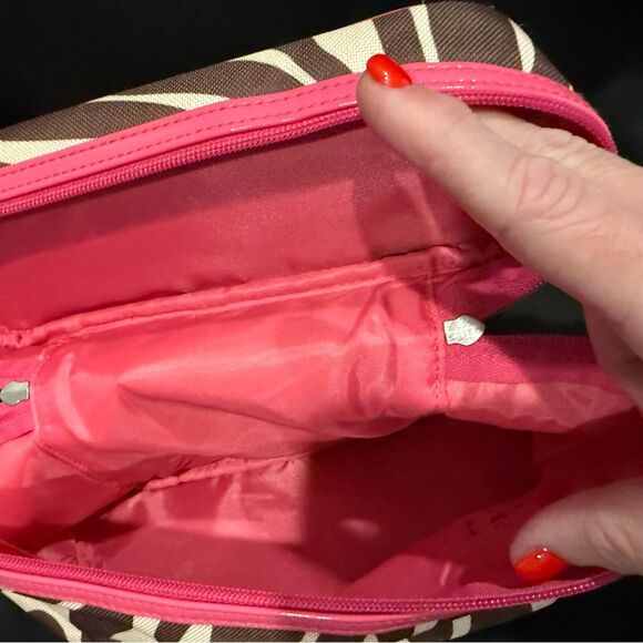 Modella Brown and Pink Cosmetic Bag with Zebra Print - Picture 3 of 6
